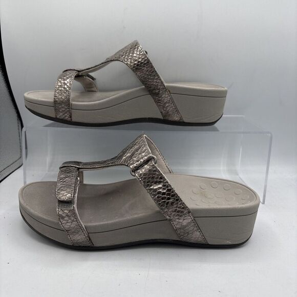 Vionic Pacific Ellie Metallic Snake Pewter Silver Comfort Sandals Women's Size 8 - Picture 3 of 10